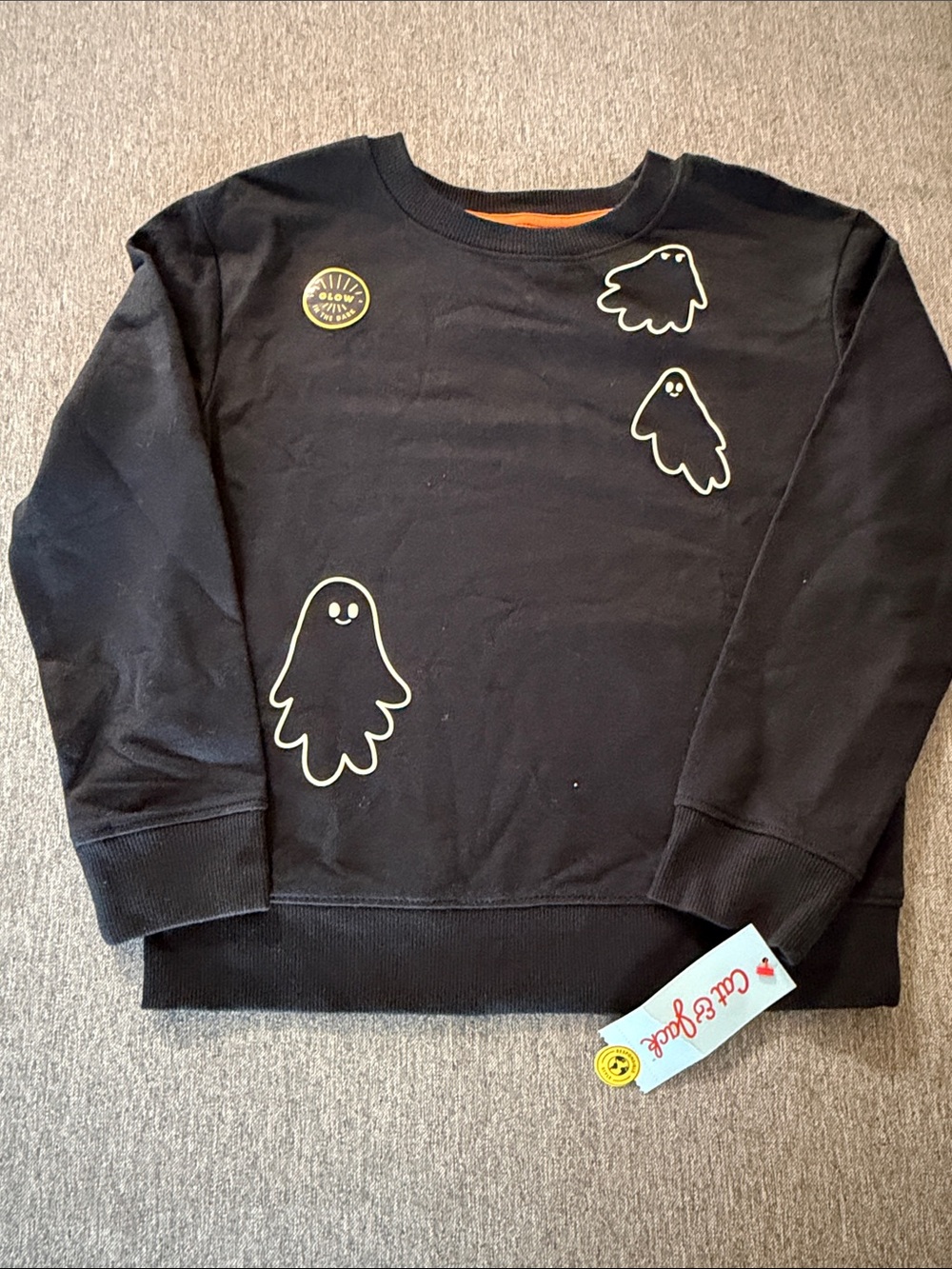 Cat & Jack Black Sweatshirt with Glow-Out Ghosts